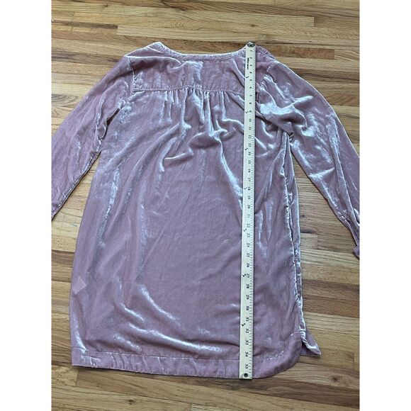 Anthropologie Melody Women's Dress Tunic Mini Velvet Boho Split Neck M Pink - Picture 8 of 10